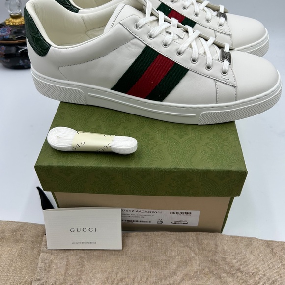 Men’s Gucci, ace leather, web striped sneakers size 10 made in Italy. - Picture 11 of 12
